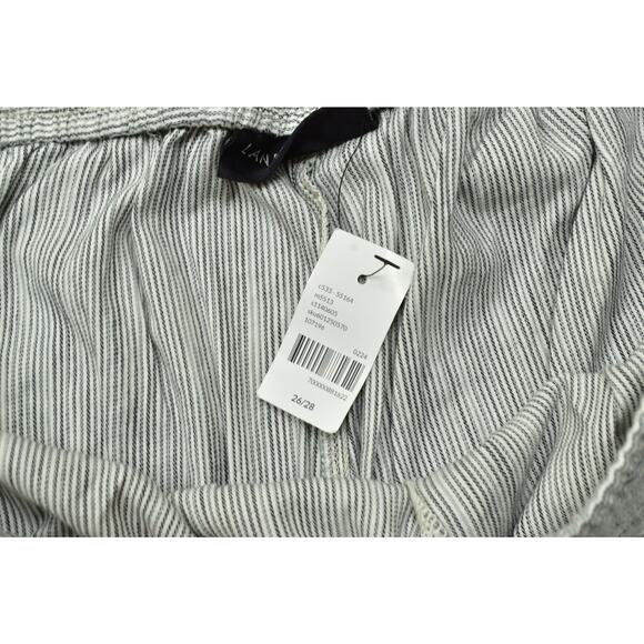 Lane Bryant Plus Size 26/28 Gray Stripe Linen Blend Pull On Capri Drawstring NEW - Picture 6 of 8